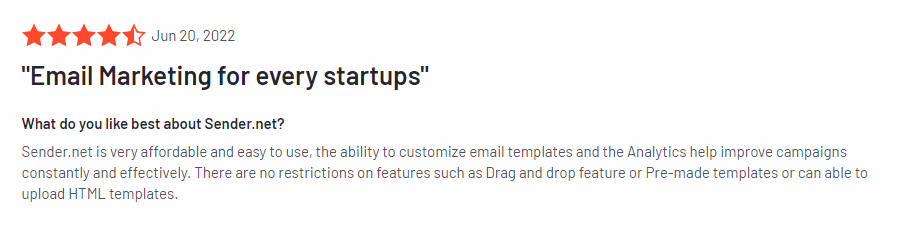 Sender.net reviews 2023